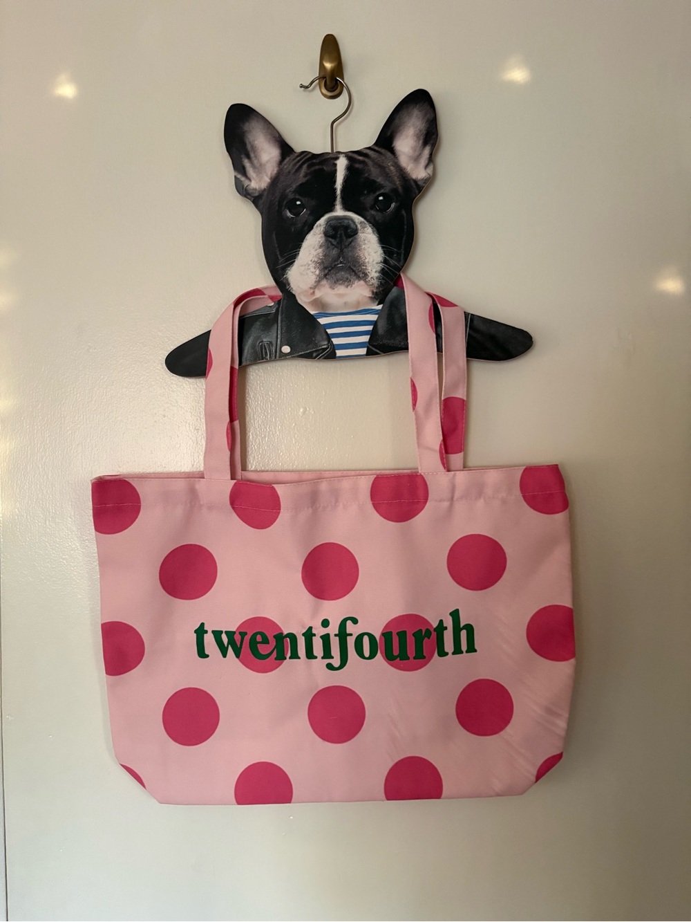 Pink Polka Dot Tote Bag